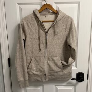 UNIQULO Heather Tan Full Zip Fleece Hoodie Size L